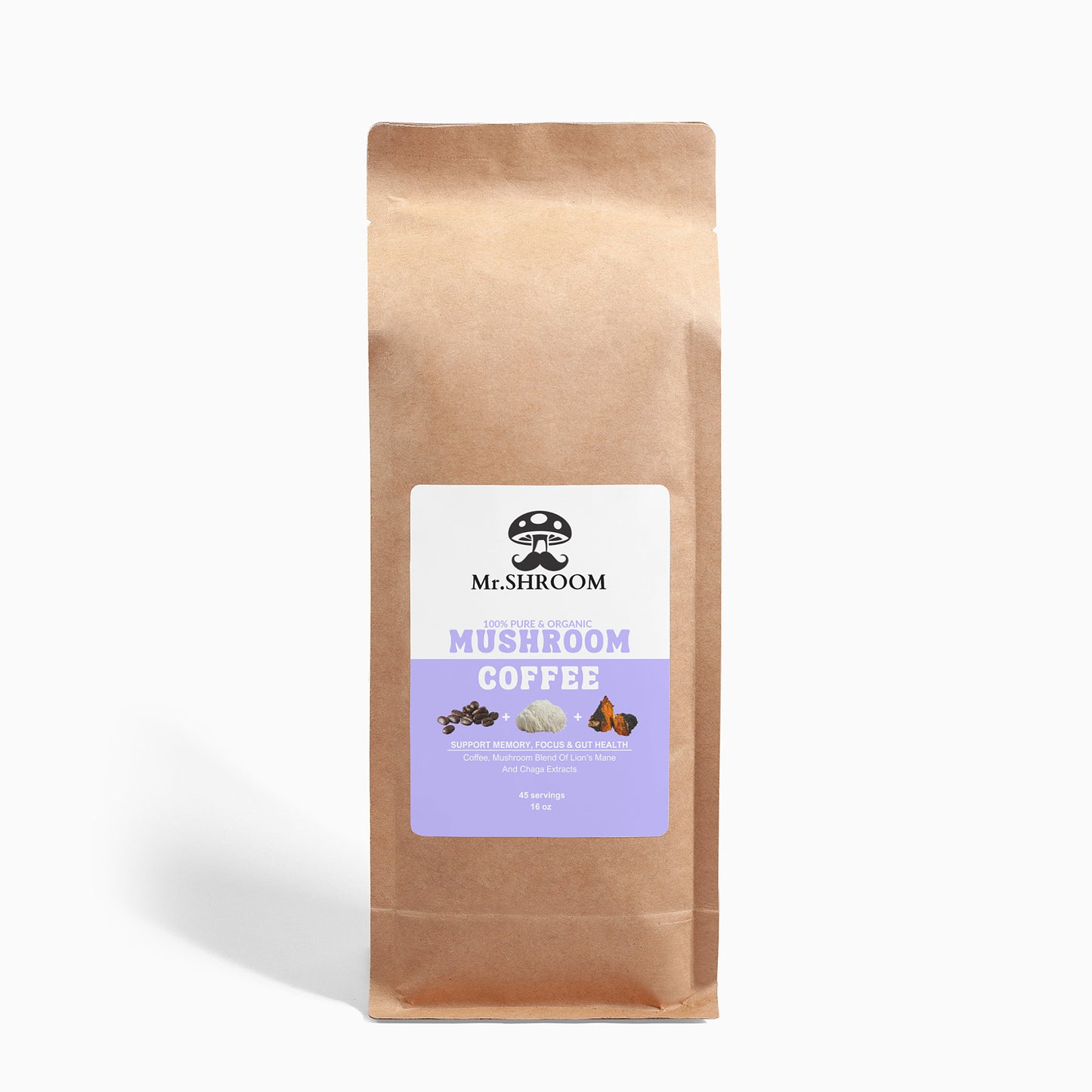 Mushroom Coffee 45 Servings - Lion’s Mane & Chaga | Memory, Focus & Antioxidant Support