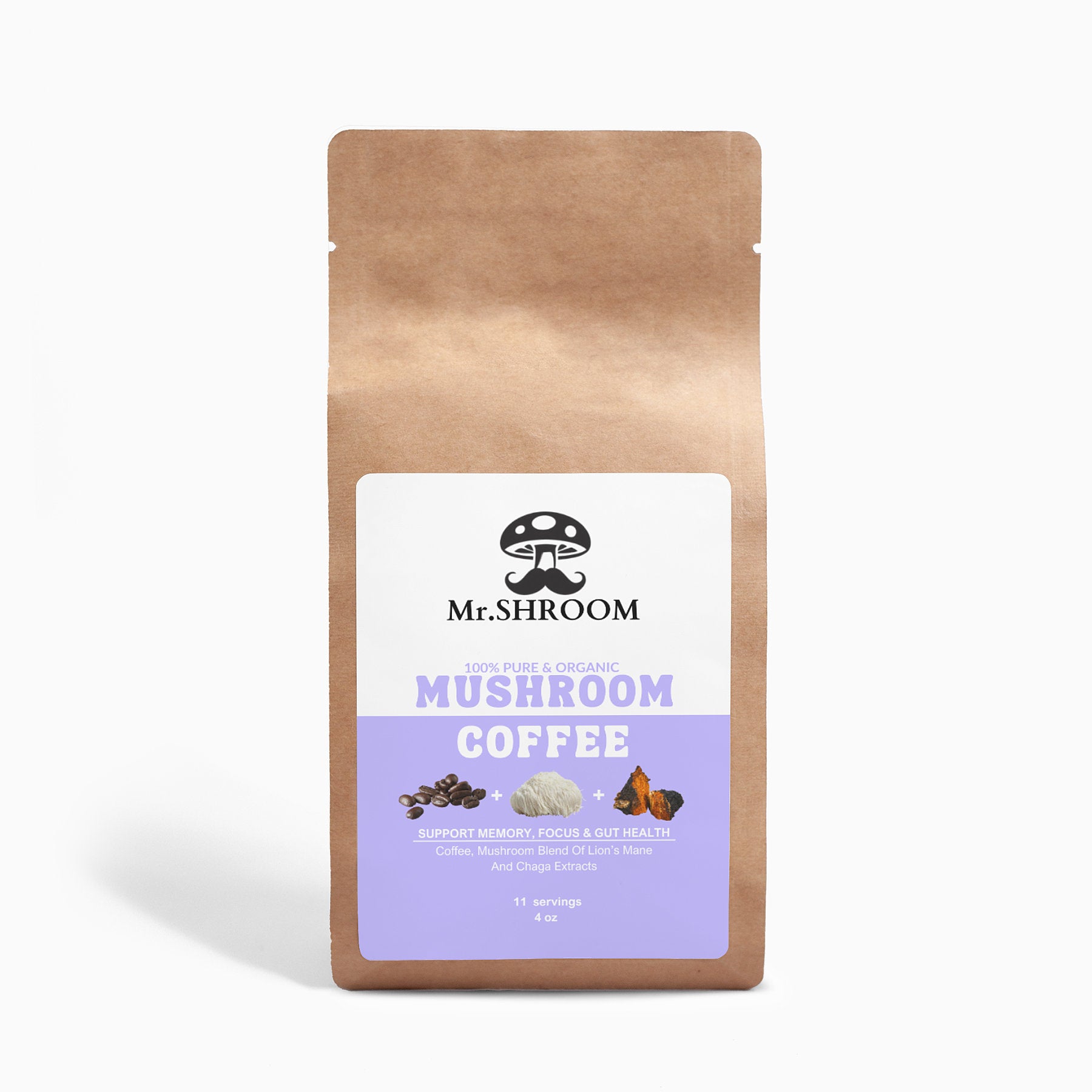 Mushroom Coffee 11 Servings-Lion’s Mane & Chaga | Memory, Focus & Antioxidant Support