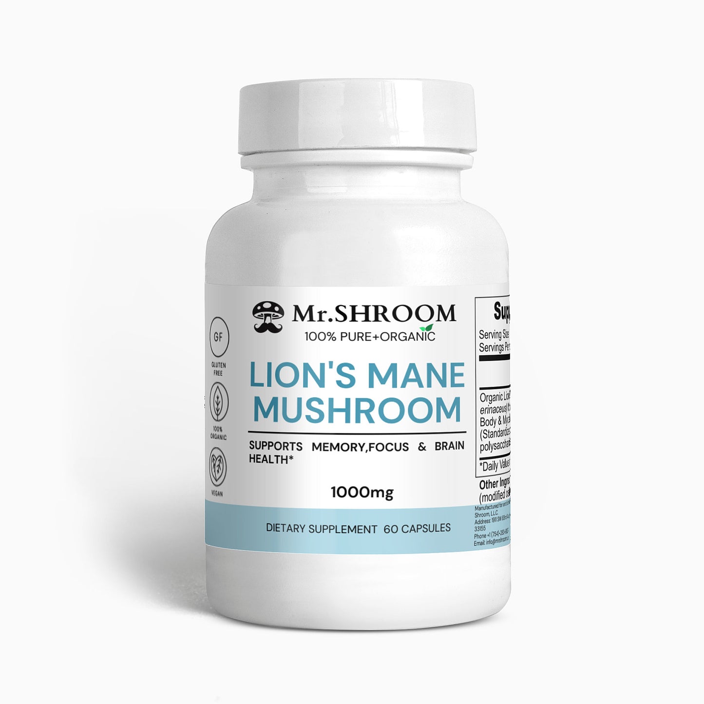 Lion's Mane Mushroom-Supports Memory, Focus & Brain Health