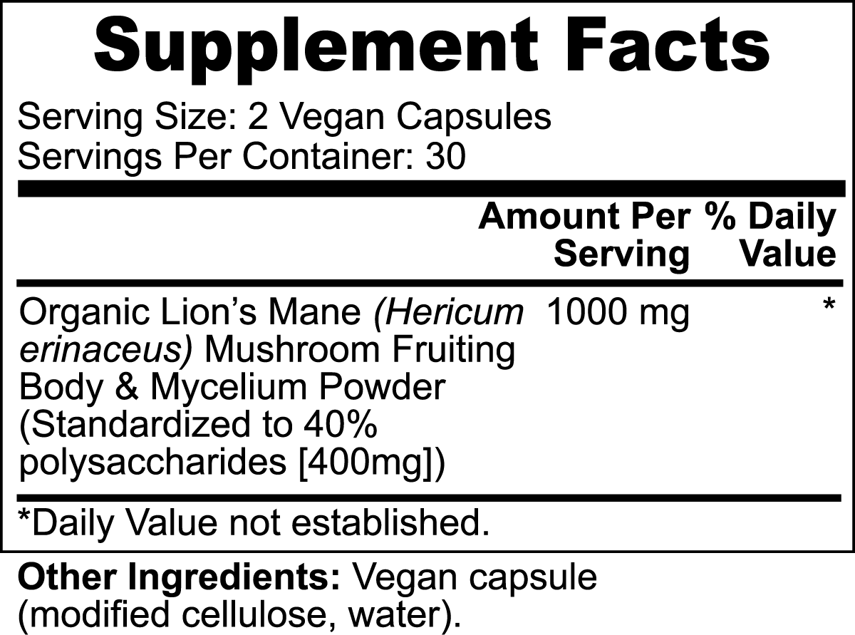 Lion's Mane Mushroom-Supports Memory, Focus & Brain Health